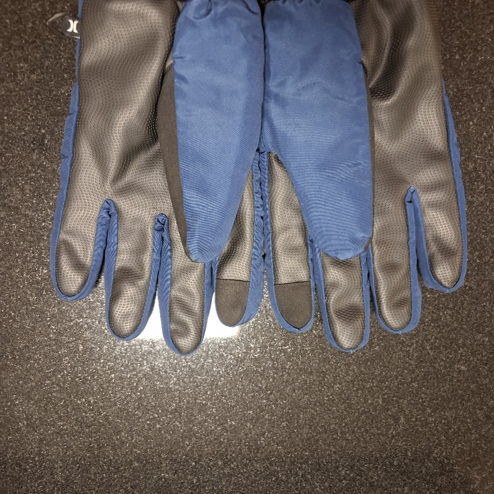 Mens Hurley Blue and Grey Winter Gloves